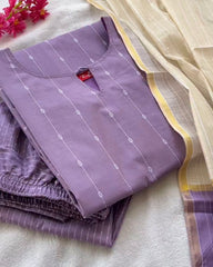 Lavender butter silk kurta set