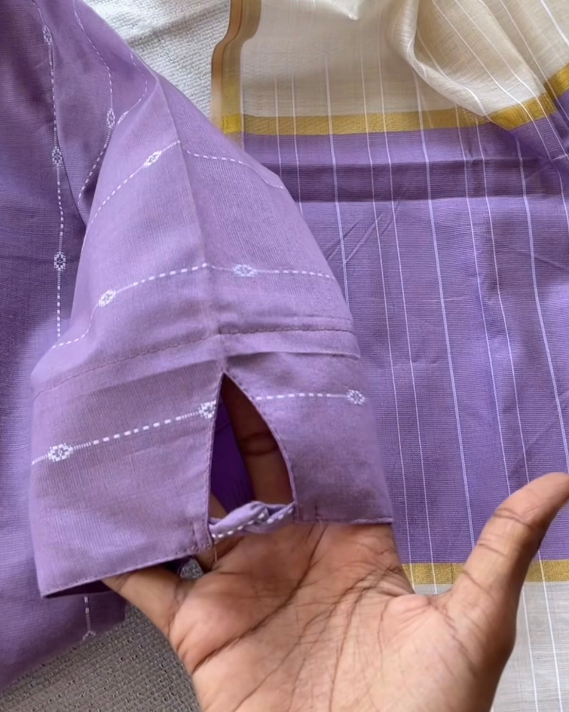 Lavender butter silk kurta set