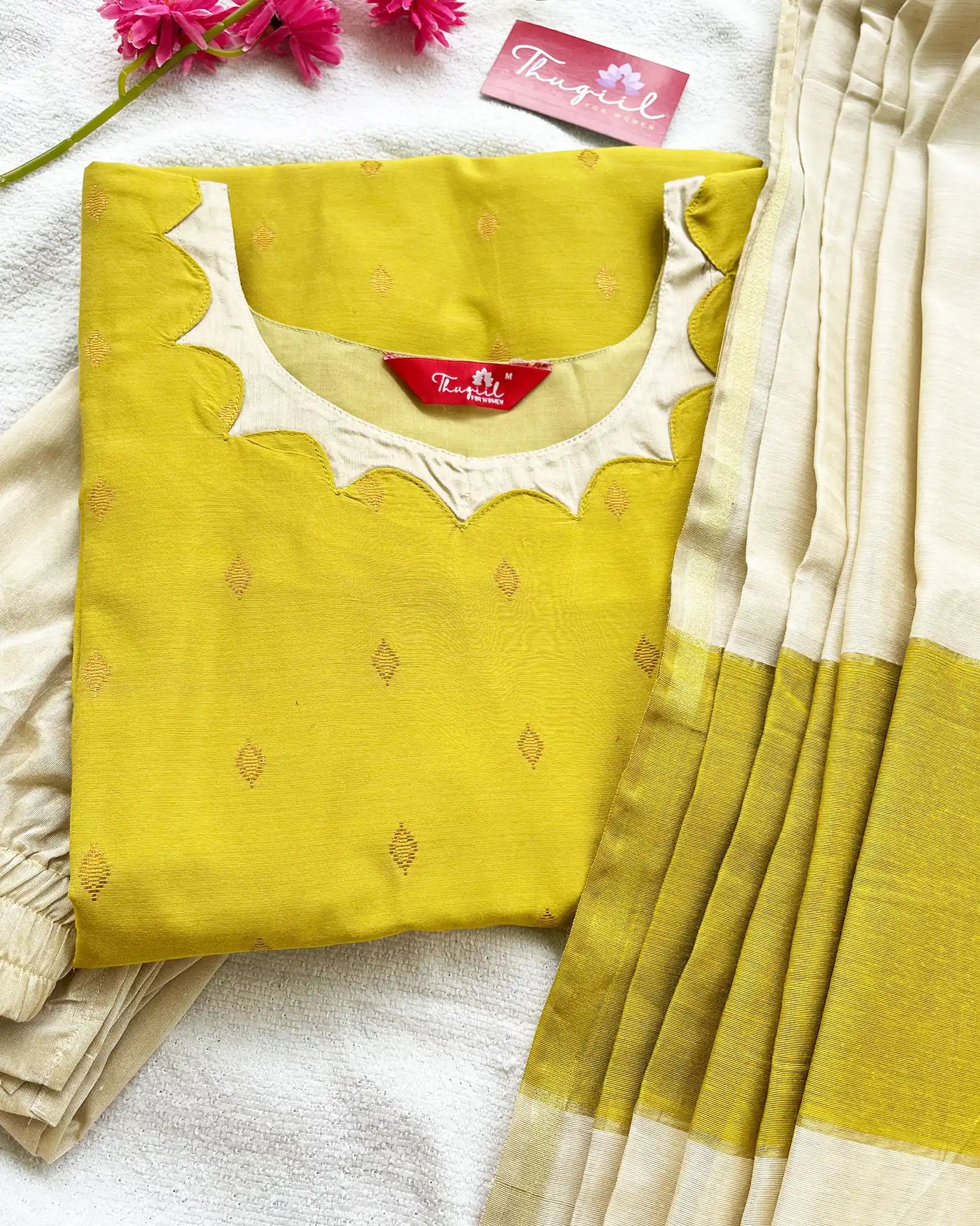 Yellow - Green Butter Silk Kurta Set