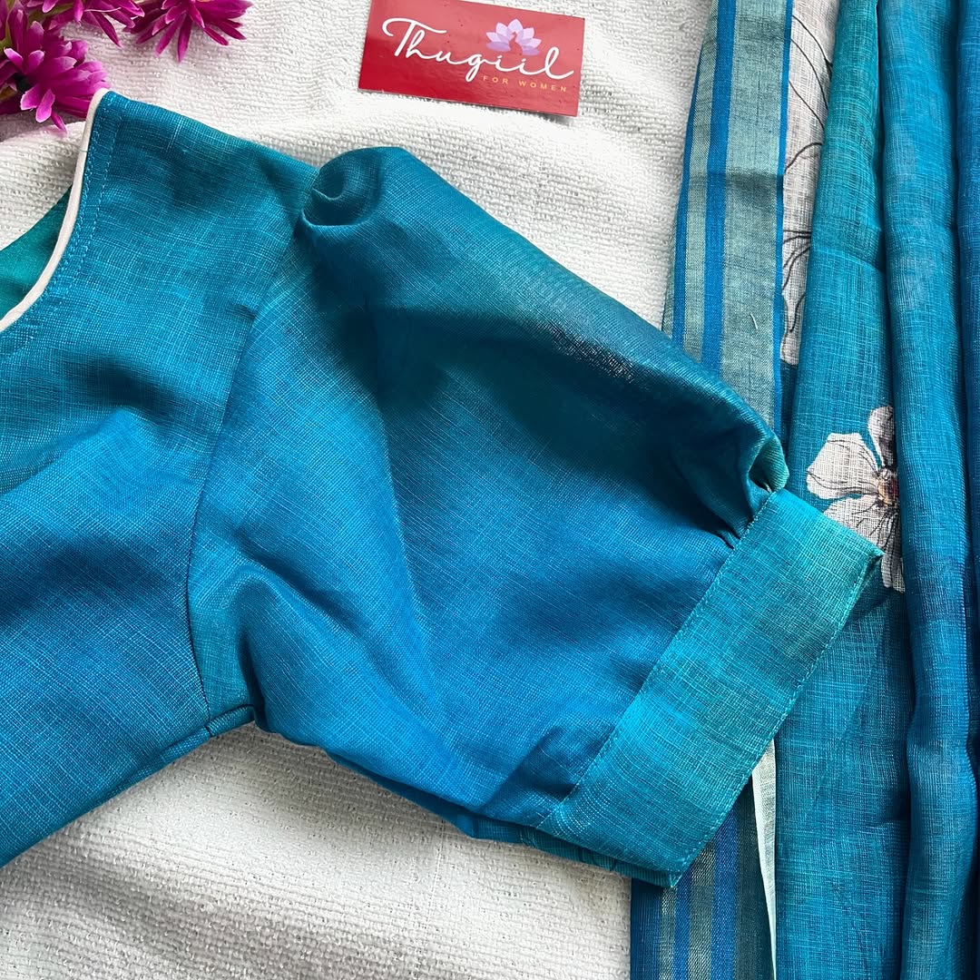 Peacock linen kurta set