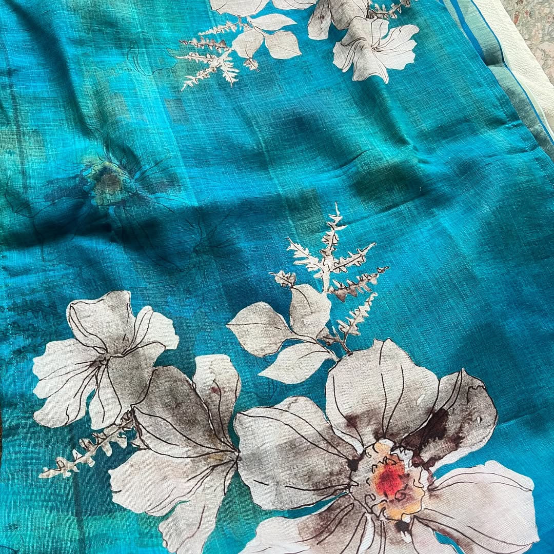 Peacock linen kurta set