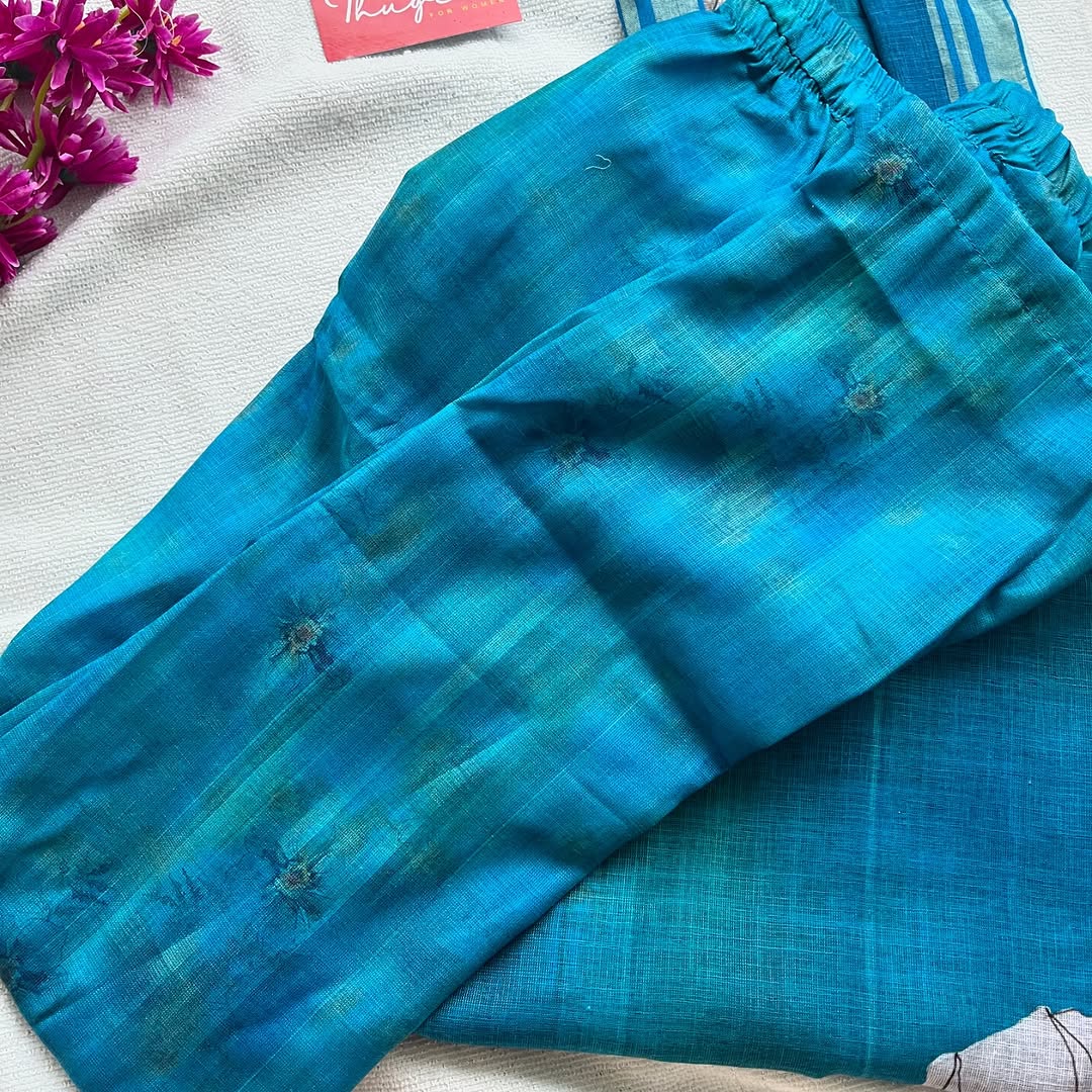 Peacock linen kurta set