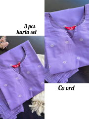 2 in 1 Lavender Handloom Cotton Kurta Set
