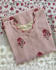 Luxe - Red Chanderi - Floral jecard kurta set