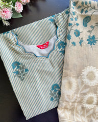 Luxe - Teal Chanderi Jecard Kurta Set
