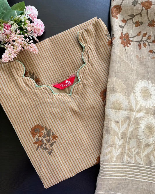 Luxe - Mustard Chanderi Jecard Kurta Set