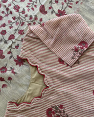 Luxe - Red Chanderi - Floral jecard kurta set